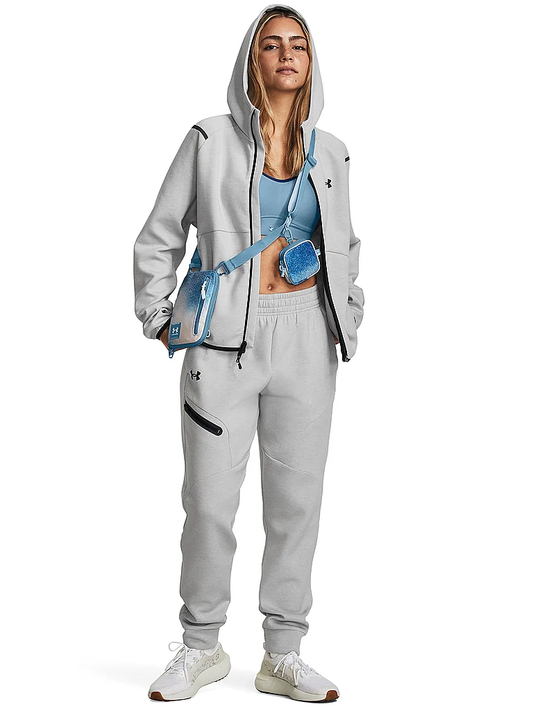 UNDER ARMOUR Damen Kapuzenjacke UA Unstoppable Fleece mit durchgehendem Zip grau | L — Bild 3